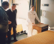 Lamar Soutter inspecting a room in the new hospital