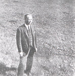 Lamar Soutter standing on site of new school