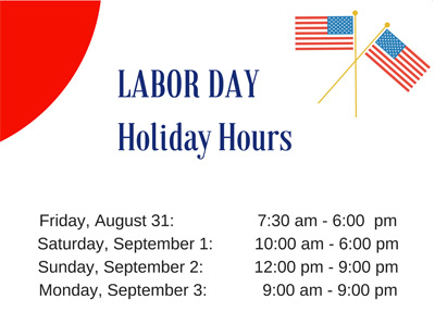 Library hours for Labor Day 2018
