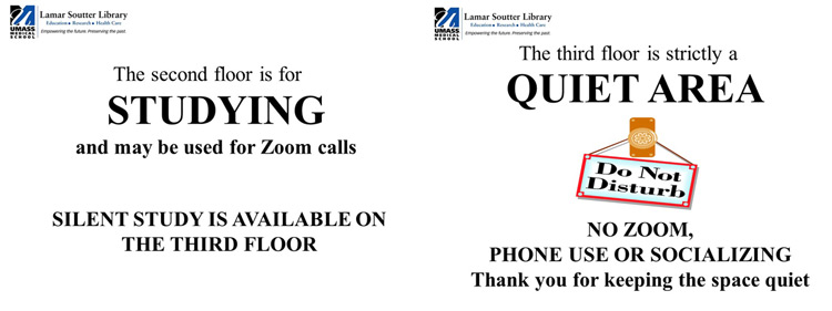 Quiet study areas in the library