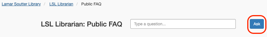 LSL Public Librarian question submission bar with Ask highlighted
